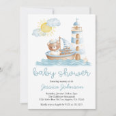 Invitation Baby shower d'aquarelle de l'ours nautique (Devant)