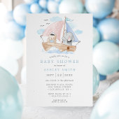 Invitation Baby shower d'aquarelle de l'Ours Nautique