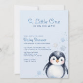 Invitation Baby shower d'aquarelle de manchot d'hi (Devant)
