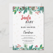 Invitation Baby shower d'aquarelle de Noël (Devant)