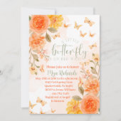 Invitation Baby shower d'aquarelle de papillon orange (Devant)