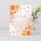 Invitation Baby shower d'aquarelle de papillon orange (Debout devant)