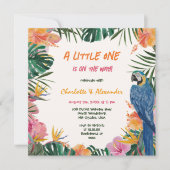 Invitation Baby shower d'aquarelle de perroquet floral tropic (Devant)