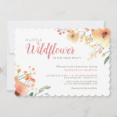 Invitation baby shower d'aquarelle de petit fleur sauvage (Devant)