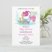 Invitation Baby shower d'aquarelle de petite sirène (Debout devant)