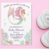 Invitation Baby shower d'aquarelle de petite sirène