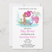 Invitation Baby shower d'aquarelle de petite sirène Brown (Devant)