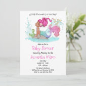 Invitation Baby shower d'aquarelle de petite sirène Brown (Debout devant)