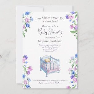 Invitation Baby shower d'aquarelle de pois doux