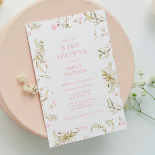 Invitation Baby shower d'aquarelle de printemps rose