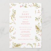 Invitation Baby shower d'aquarelle de printemps rose (Devant)