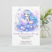 Invitation Baby shower d'aquarelle de sirène enchanteur (Debout devant)