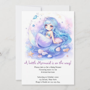 Invitation Baby shower d'aquarelle de sirène enchanteur