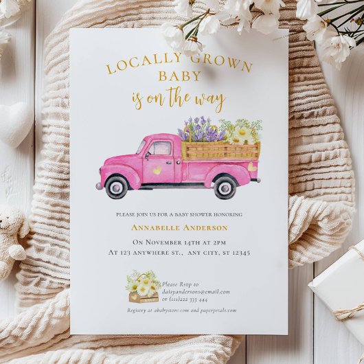 Invitation Baby shower d'aquarelle de taille locale
