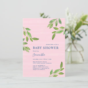 Invitation Baby shower d'aquarelle de verdure botanique pour 