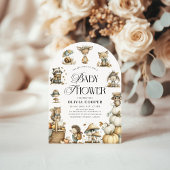 Invitation Baby shower d'aquarelle des animaux de la forêt