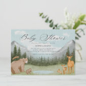 Invitation Baby shower d'aquarelle des animaux forestiers (Debout devant)