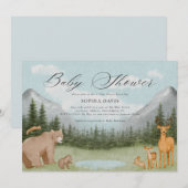 Invitation Baby shower d'aquarelle des animaux forestiers (Devant / Derrière)