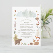 Invitation Baby shower d'aquarelle des animaux forestiers (Debout devant)