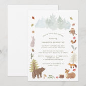 Invitation Baby shower d'aquarelle des animaux forestiers (Devant / Derrière)
