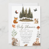 Invitation Baby shower d'aquarelle des animaux forestiers (Devant)