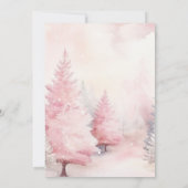 Invitation baby shower d'aquarelle des arbres d'hiver rose (Dos)