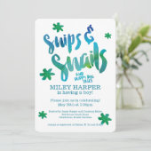 Invitation Baby shower d'aquarelle des nids et des escargots (Debout devant)