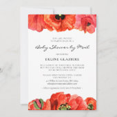 Invitation Baby shower d'aquarelle des pavots rouges par cour (Devant)