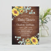 Invitation Baby shower d'aquarelle des tournesols Eucalyptus (Debout devant)