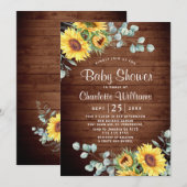 Invitation Baby shower d'aquarelle des tournesols Eucalyptus (Devant / Derrière)