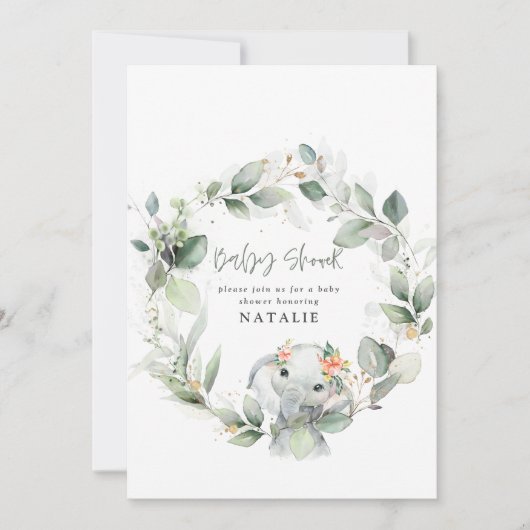 Invitation baby shower d'aquarelle d'eucalyptus (Devant)