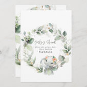 Invitation baby shower d'aquarelle d'eucalyptus (Devant / Derrière)