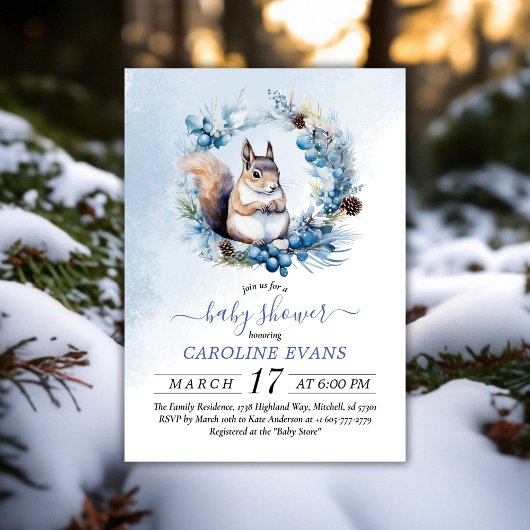 Invitation Baby shower d'aquarelle d'hiver