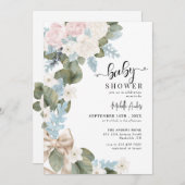 Invitation Baby shower d'aquarelle d'hiver Boho Flowers (Devant / Derrière)
