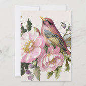 Invitation Baby shower d'aquarelle d'oiseau rose (Dos)