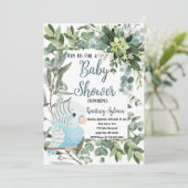 Invitation Baby shower d'aquarelle d'oiseaux de perruques ble (Debout devant)