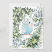 Invitation Baby shower d'aquarelle d'oiseaux de perruques ble (Dos)