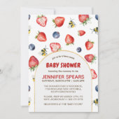 Invitation Baby shower d'aquarelle doux Berry été (Devant)