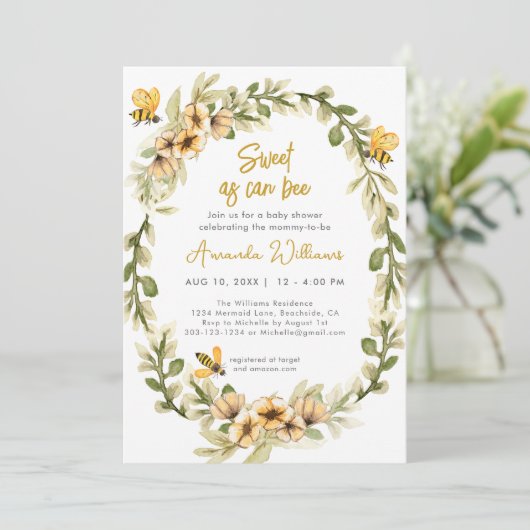 Invitation Baby shower d'aquarelle doux comme peut être (Debout devant)