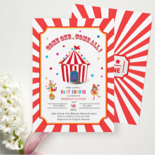 Invitation Baby shower d'aquarelle du Carnaval de cirque