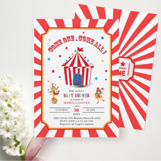 Invitation Baby shower d'aquarelle du Carnaval de cirque