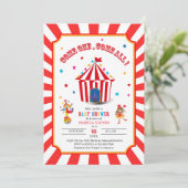 Invitation Baby shower d'aquarelle du Carnaval de cirque (Debout devant)