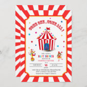 Invitation Baby shower d'aquarelle du Carnaval de cirque (Devant / Derrière)