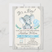 Invitation Baby shower d'aquarelle éléphant (Devant)