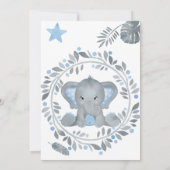 Invitation Baby shower d'aquarelle éléphant pour garçon (Dos)
