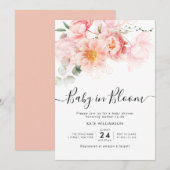 Invitation baby shower d'aquarelle en fleur (Devant / Derrière)