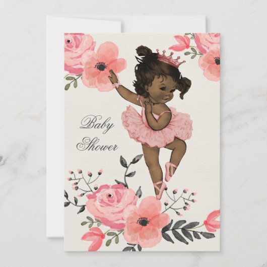 Invitation Baby shower d'aquarelle ethnique Ballerina (Devant)