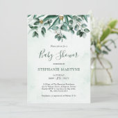 Invitation Baby shower d'aquarelle Eucalyptus Foliage (Debout devant)