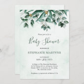 Invitation Baby shower d'aquarelle Eucalyptus Foliage (Devant / Derrière)
