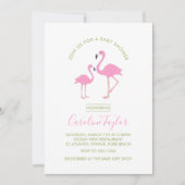 Invitation Baby shower d'aquarelle Flamant rose rose (Devant)